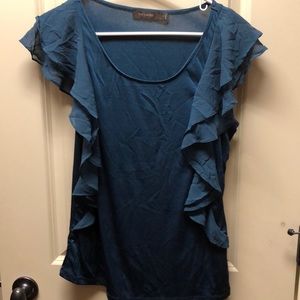 Deep green ruffle sleeve blouse